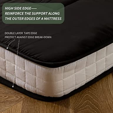 MAXYOYO Futon Mattress, Padded Japanese Floor Mattress Quilted Bed Mattress Topper, Extra Thick Folding Sleeping Pad Breathable Floor Lounger Guest Bed for Camping Couch, Black, Queen Size - Image 5