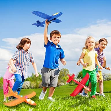 3 Pack Airplane Launcher Toy, 12.6" Foam Glider Led Plane, 2 Flight Mode Catapult Plane for Kids Outdoor Sport Flying Toys Gifts for 3 4 5 6 7 8 9 10 12 Year Old Boys Girls - Image 2