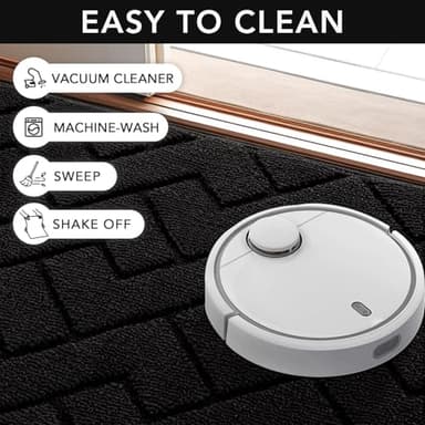 hicorfe Indoor Door Mat,Non Slip Door Mats,32"x48" Front Back Door Mat Rubber Backing,Absorbent Resist Dirt Entrance Inside Floor Mats for Entryway Washable Low-Profile(Black) - Image 7