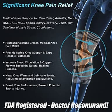 NEENCA Knee Brace for Knee Pain Relief, Medical Knee Support with Patella Pad & Side Stabilizers, Compression Knee Sleeve for Meniscus Tear, ACL, Arthritis, Joint Pain, Runner, Sport- FSA/HSA APPROVED - Image 4