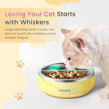 Pawaii Small Dog Bowls, 12 oz. Food Water Bowl Designed for Puppies and Cats with Non-Slip Rubber Base, Upgraded Metal Insulated, Double Stainless Steel Bowls, Cheese Yellow - Image 5
