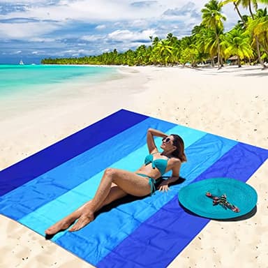 WIWIGO Beach Blanket Waterproof Sandproof Beach Mat 79" X 83"/10'x9'for 2-8 Adults Quick Drying Outdoor Picnic Mat Beach Accessories for Travel, Camping, Hiking - Image 5