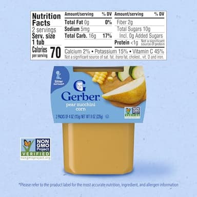 Gerber 2nd Foods, Pear, Zucchini & Corn Pureed Baby Food, 4 Ounce (Pack of 16) - Image 2