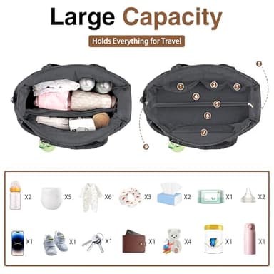 KUBYA Diaper Bag Tote, Baby Diaper Tote Bags Shoulder Bag Mommy Handbag Hospital Bag Travel Large Tote Bag for Women Crossbody Bag, with Silicone Pacifier Case - Image 2