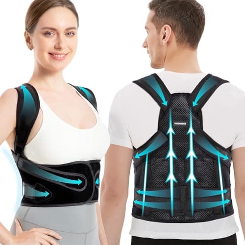 Vicorrect Posture Corrector for Women and Men: Back Brace Support - Shoulders Straightener Relieve Upper Back Pain (Black, Large) - Image 1