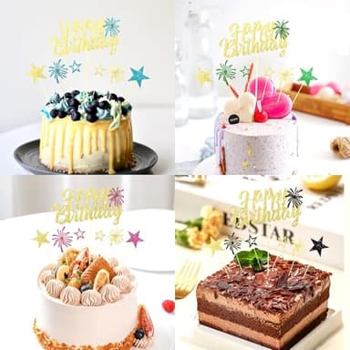 BEISHIDA 7 pcs Happy Birthday Cake Topper Happy Birthday Cupcake Toppers Cake Decoration Purple Gold Glitter 18th 30th 40th 50th Cake Decoration for Birthday Party Supplies Boys Girls Men Women - Image 6