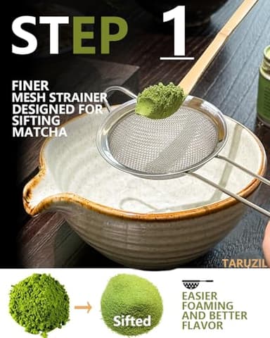 Taruzil Matcha Whisk Set with Matcha Bowl, Matcha Bamboo Whisk, Scoop, Sifter, Matcha Whisk Holder Unique Gifts for Women Men Girl Friend Home Kitchen Decor Gifts for Christmas, Birthday,Halloween - Image 3