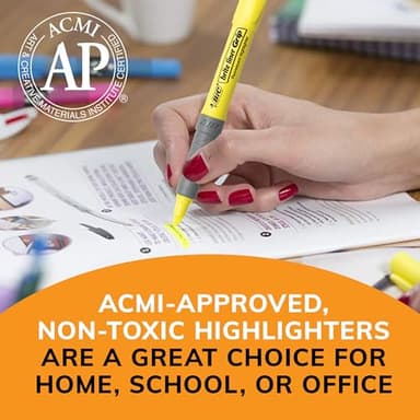 BIC Brite Liner Grip Highlighter, Chisel Tip, Yellow, 5-Count (GBLP51-Ylw) - Image 4