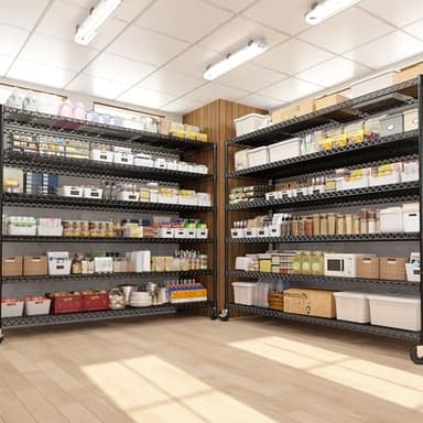 REIBII 60''W X 82.6" H Steel Heavy Duty Wire Shelving Unit with Wheels, 6-Tier Adjustable Storage Shelves 3598LBS Commercial Metal Shelves for Pantry, Garage, College Dorm School Industrial Shelving - Image 4