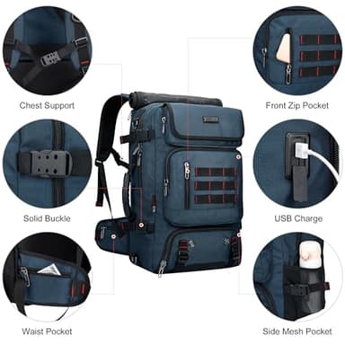 WITZMAN Carry on Travel Backpack for Men Women Airline Approved Convertible Nylon Duffle Backpack Luggage Bag (B682 blue) - Image 8