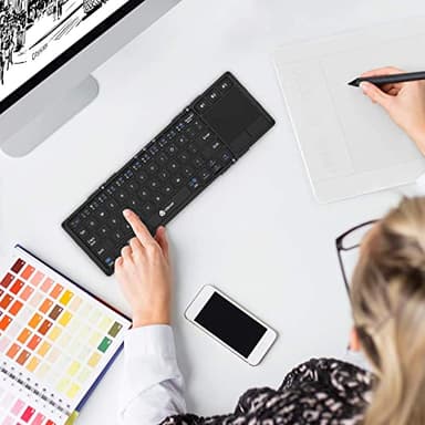 iClever Foldable Keyboard with Touchpad, BK08 Portable Tri-Folding Bluetooth Keyboard for iPad, iPhone, Windows, Mac & Android — Connect Up to 3 Devices - Image 8