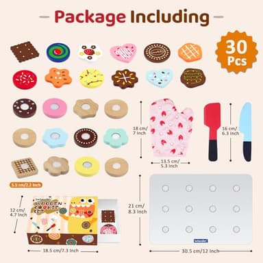 Wooden Cookie Play Food Set for Kids Kitchen Accessories Food Toys for Toddlers 1-3 Pretend Play Slice and Bake Gift for 3 4 5 Years Old Girls and Boys Toddler Learning Toys - Image 2
