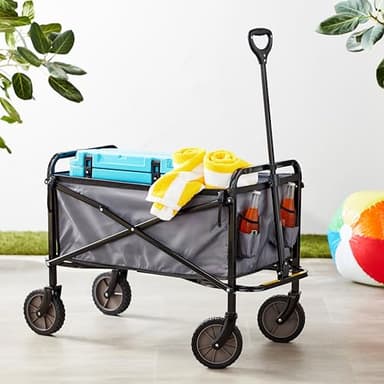 Amazon Basics Collapsible Folding Heavy Duty Utility Wagon for Outdoor Sports, 265 pounds Weight Capacity, Camping, Garden, and Shopping, 27.6 x 40.9 x 20 inches, Gray - Image 5