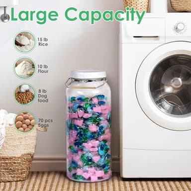 Qianfenie 2 Gallon Glass Jar with Airtight Lid, Wide Mouth Mason Jar with Lids(7600ML), Set of 1, 2 Gallon Large Glass Jar with Lid and Stainless Steel Handle - Image 6