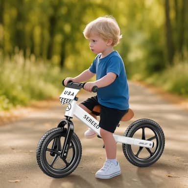 SEREED Toddler Balance Bike 2 Year Old, No Pedal Kids Toy Bike for 2-5 Years Old, Tool-Free Adjustment, Gift for 2-3 Boys Girls, Customize Plate with 3pcs Stickers (White) - Image 9