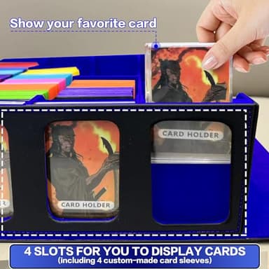 PROMAXIBINDER Trading Card Storage Box Fits 3200+ MTG/TCG/YuGiOh Cards, Commander Deck Case, 4 Display Windows 10 Dividers 4 Movable Partitions, PU Leather, Magnetic Closure, Magic, Sport Cards (Blue) - Image 3