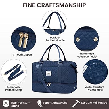 LOVEVOOK Travel Duffle Bag,Weekender Bags for Women with Shoe Compartment,Carry on Overnight Bag with Toiletry Bag,Gym Duffel Bag with Wet Pocket,Hospital Bags for Labor and Delivery - Image 5