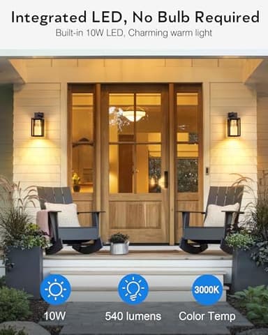 VIANIS 2 Pack Porch Lights Outdoor, Oil Rubbed Bronze Dawn to Dusk Exterior Lighting Fixtures for House, Farmhouse Outside Garage Lights Wall Mount Built-in LED Outdoor Wall Sconces Lantern, Anti-Rust - Image 3