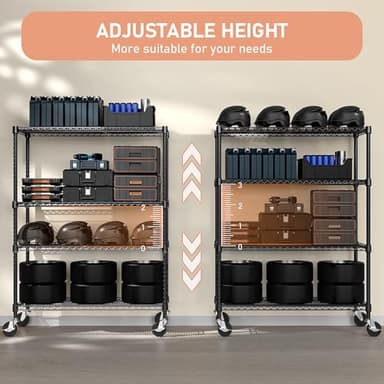 M MZG Industrial Metal 4 Tier Shelving for Garage, Pantry, Warehouse, Basement Utility Room, Storage Rack Metal Shelving Unit, Shelf Organizer, Black 23.6" D x 53.2" W x 73.6" H - Image 6