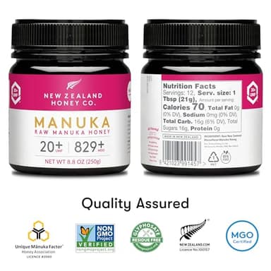 New Zealand Honey Co. Raw Manuka Honey UMF 20+ / MGO 829+ | UMF Certified Raw Medical Grade Honey | 8.8oz - Image 2