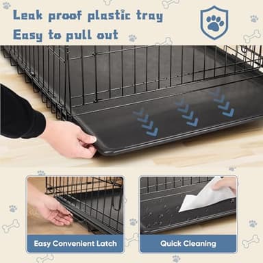 DUMOS Dog Crate, 24 Inch Medium Single Door Dog Cage with Divider Panel and Plastic Leak-Proof Pan Tray, Folding Metal Wire Pet Kennel for Indoor, Outdoor, Travel - Image 6