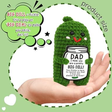 MAMAGIFTREE Christmas Dad Gifts from Daughter or Son, Birthday Gifts for Dad - I Love Best Dad Ever Gifts Thank You Daddy Gift Funny Handmade Crochet Pickle Plush Fathers Day Gifts - Image 2
