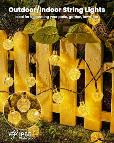 Solar String Lights Outdoor Waterproof, 2 Pack 60 LED 36.5 FT Each, Solar Powered Patio Lights with 8 Lighting Modes for Garden Yard Porch Wedding Party Decor (Warm White) - Image 7