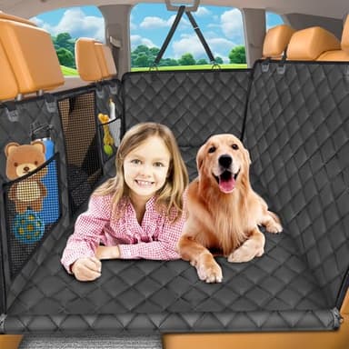 URPOWER Back Seat Extender for Dogs - Hard Bottom Dog Car Seat Cover Holds 420 lbs, Waterproof Dog Hammock Dogs Bed for Cars, SUVs & Small Trucks, Pet Backseat Protector with Mesh Window & Large Space - Image 1