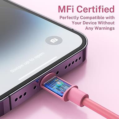 iPhone Charger, [Apple MFi Certified] 6Pack 3/3/6/6/6/10 FT Lightning Cable Car iPhone Carplay Cable Lightning to USB Charging Cord for iPhone 14 13 12 11 Pro Max XR XS X 8 7 6 Plus SE iPad - Image 3