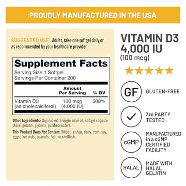 NatureWise Vitamin D3 4000iu (100 mcg) 200-Day Supply for Immune Support, Healthy Muscle Function, and Bone Health - Non-GMO, Gluten Free in Organic Extra Virgin Olive Oil, (Mini Softgel), 200 Count - Image 6
