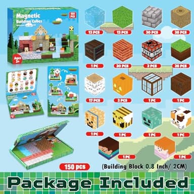 ToyUnited 150PCS Magnetic Blocks - Magnetic Building Blocks, Magnet Cubes Toys Stacking, Build Forest World Set, STEM Montessori Sensory Toys for Kids Boys Girls Ages 3-5 6-8 Easter Birthday Gifts - Image 2