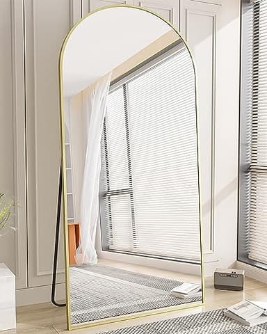 Koonmi 34"x76" Arched Full Length Mirror, Gold Large Floor Mirror with Aluminum Alloy Frame Standing Hanging or Leaning Wall-Mounted Mirror, Vanity Mirror for Living Room and Bedroom - Image 5