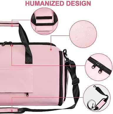 Convertible Garment Duffel Bag with Shoe Compartment,ZALUPRI Carry on Garment Bag for Men Women 2 in 1 Hanging Suitcase Suit Weekend Travel Bag, Pink - Image 5