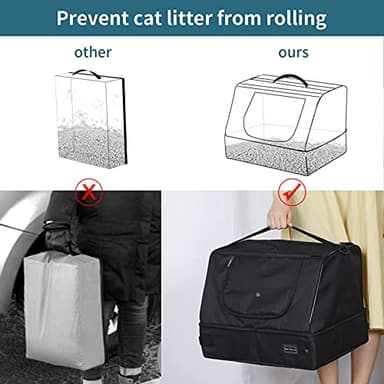 PETSFIT Portable Cat Litter Box - Removable 2-Layer Leak-Proof Lining, Scratch-Resistant Fabric with Sturdy Support Frame, Travel & Collapsible Cat Litter Box Black - Image 7