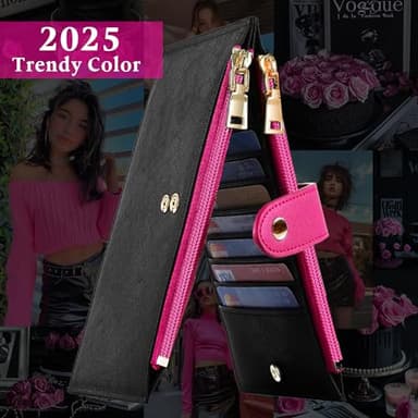 Travelambo RFID Wallet Women Bifold Multi Card Wallet Case with Zipper Pocke Credit Card Holder for Women - Image 4