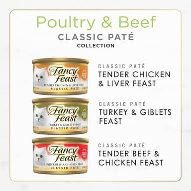 Fancy Feast Poultry and Beef Feast Classic Pate Collection Grain Free Wet Cat Food Variety Pack - (Pack of 30) 3 oz. Cans - Image 3