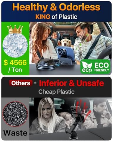 HTU [True Military-Grade Car Phone Holder [2025 Upgraded Strongest Suction & Vent Clip] Cell Phone Car Mount for Dashboard Windshield Vent Truck Cradle Dash Stand,(Black) - Image 6