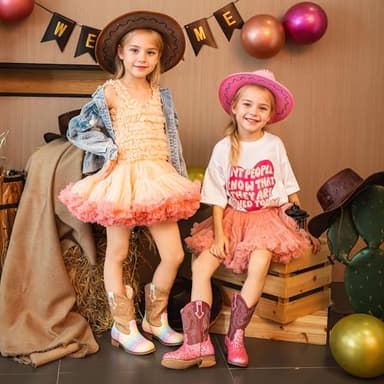 Motasha Girls Cowgirl Boots Glitter Toddler Girls Boots Rainbow Cowboy Boot for Girl Size 1 Little Big Kids Boot Western Riding Shoes Party Birthday (M7101 Shiny Rainbow 1) - Image 7