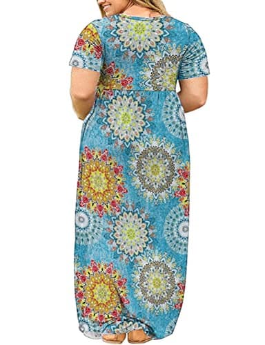 Plus Size Maxi Dresses for Women 4X Summer Casual Floral Printed Dress with Pockets - Image 2