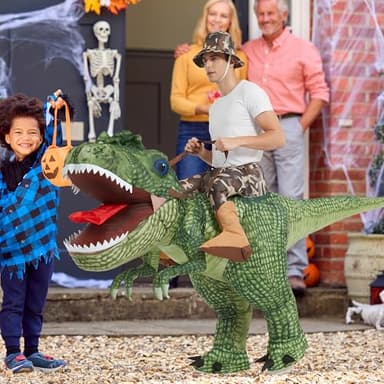 One Casa Inflatable Costume Dinosaur Riding T Rex Air Blow up Funny Party Halloween Costume for Adult - Image 3
