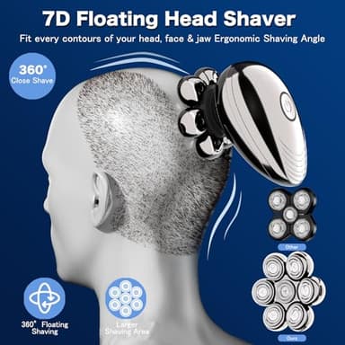 Head Shavers for Bald Men, Electric Razor, IPX8 Waterproof Dry/Wet Bald Head Shaver with 10000 RPM High-Speed Motor, Rechargeable Head Razor with LED Display, USB-C Cable, Perfect for Home & Travel - Image 2