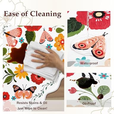 Arenarug Scalloped Kitchen Mats for Floor 2PC Cushioned Anti Fatigue Kitchen Mats Rugs Waterproof Non Slip Farmhouse Boho Floral Comfort Foam Standing Mat for Sink Laundry, White - Image 6