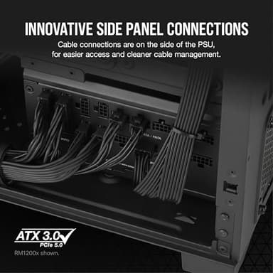 Corsair RM1000x Shift Fully Modular ATX Power Supply - Modular Side Interface - ATX 3.1 & PCIe 5.1 Compliant - Zero RPM Fan Mode - 105°C-Rated Capacitors - 80 Plus Gold Efficiency - Black - Image 4