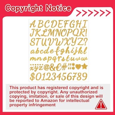 664 PCS Gold Letter Stickers Glitter 8 Sheets Alphabet Number Stickers 1 Inch Vinyl Self Adhesive Stick on Letters for Graduation Cap Scrapbooking Water Bottles Cup Mailbox DIY Crafts Classroom Decor - Image 2