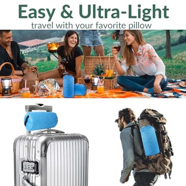 QUTOOL Small Travel Pillows for Sleeping, Cooling Memory Foam Camping Pillow, Backpacking for Hiking Gear, Portable Pillow with Travel Storage Bag, Camping Essentials for Adults Kids - Image 6