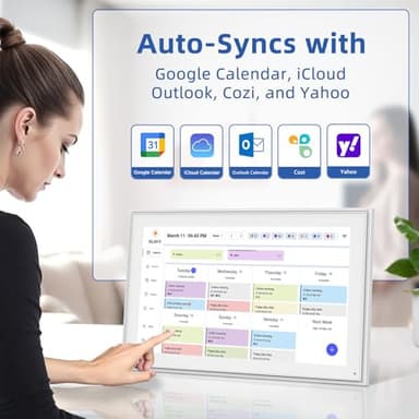 21.5 Inch Digital Calendar, Electronic Chore Chart, Smart Weekly and Monthly Planner 1920 * 1080P IPS Touchscreen Wall and Desk Calendar for Family Schedules, White - Image 2