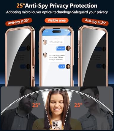 Upholyee [360° Rotatable CD Stand & Built-in Privacy Screen Magnetic Case for iPhone 16 Pro Max [Compatible with MagSafe & Full Signal] Shockproof Full Body Anti-Spy Cover for 16 Pro Max-Desert Gold - Image 3