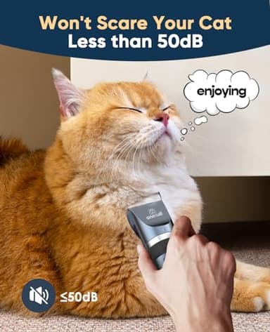 oneisall Quiet Cat Clippers for Matted & Long Hair, 2-Speed Cordless Pet Shaver Grooming Kit for Cats, Small Dogs & Animals (Blue) - Image 3