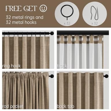 Topfinel Greige 90 Inches Long Blackout Natural Linen Curtains for Bedroom, Chocolate Brown Pinch Pleat Sound Blocking Curtains, Neutral Farmhouse Lined Drapes 2 Panels for Living Room Sliding Door - Image 5