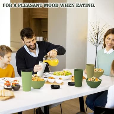 Greentainer 8 Pieces Unbreakable Large Cereal Bowls with lids, 24 oz Plastic Lightweight Storage Bowl Set of 4, Soup bowls Set for Cereal, Salad, Noodle- Dishwasher & Microwave Safe - Image 7